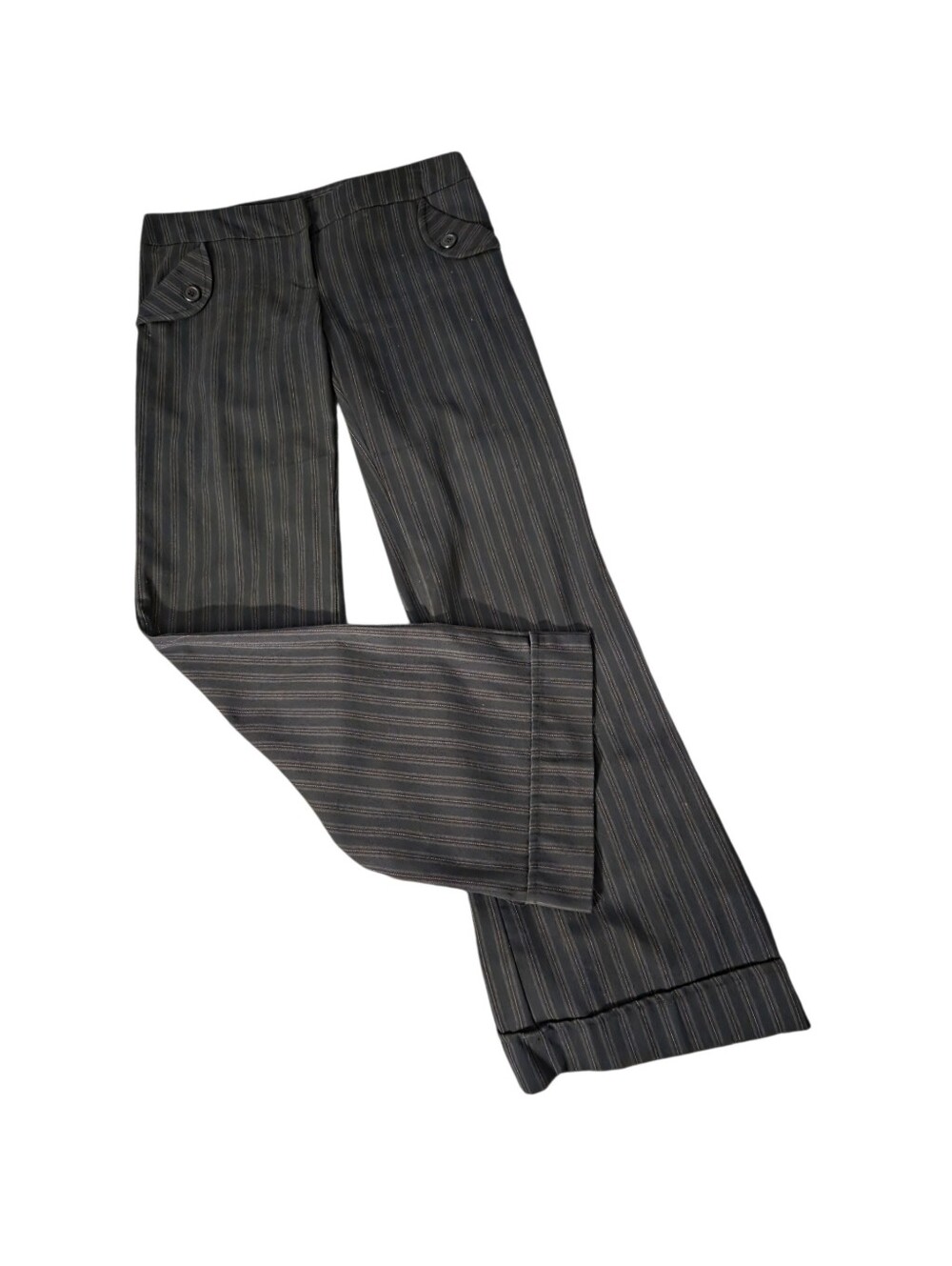 Striped Wide-Leg Trousers in Charcoal